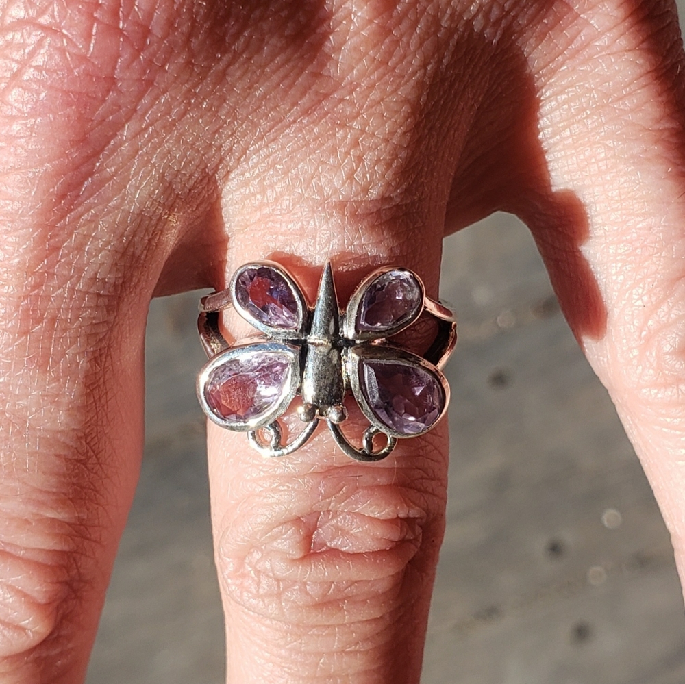 Amethyst Butterfly Ring ~ Solid 925 Silver ~ Natu… - image 6